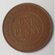 AUSTRALIA 1920 . ONE 1  PENNY . VARIETY . NO DOTS